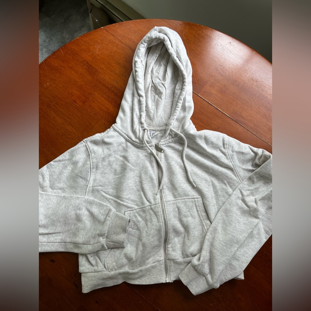 Grey Cropped Hoodie